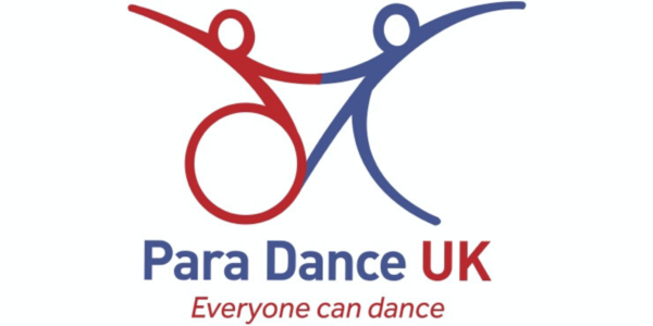 Red and blue Para Dance UK logo, including a wheelchair dancer icon at the top and the words "everyone can dance" at the bottom.