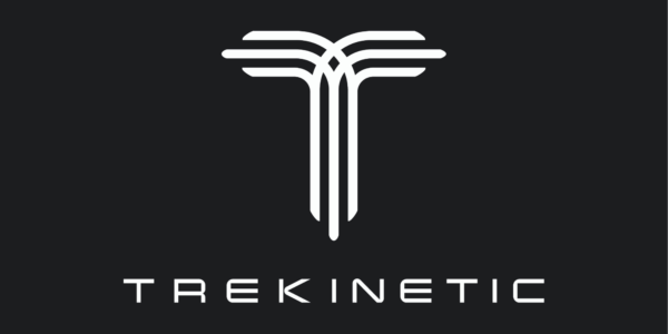 Black and white Trekinetic logo with a large "T" in the centre.