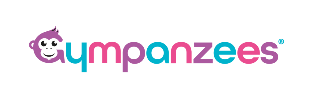 Pink, purple and teal Gympanzees logo, with a monkey icon to the left hand side. 