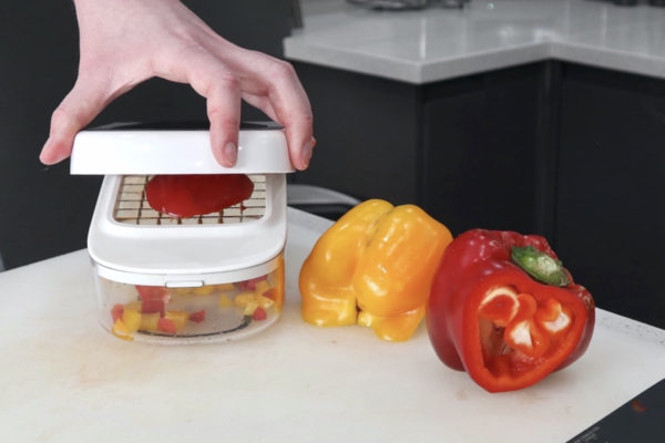 Vegetable Chopper With A White Lid & Clear Base